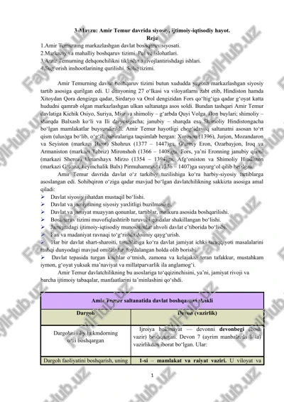 amir temur davrida siyosiy, ijtimoiy-iqtisodiy hayot — DOCX