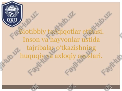 biotibbiy tadqiqotlar etikasi — PPTX