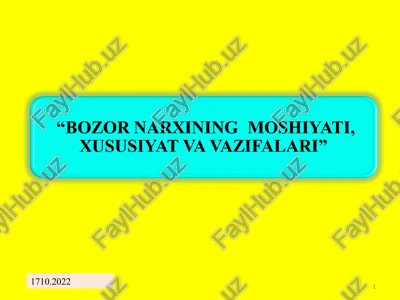 bozor narxining moshiyati, xususiyat va vazifalari — PPT