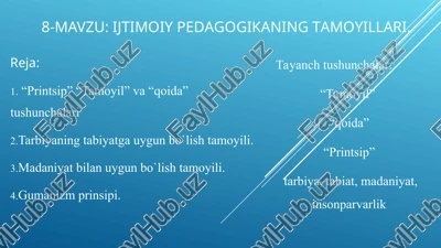ijtimoiy pedagogikaning tamoyillari — PPT