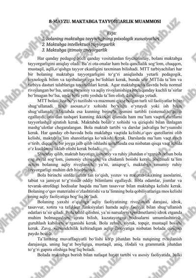 maktabga tayyorgarlik muammosi — DOCX
