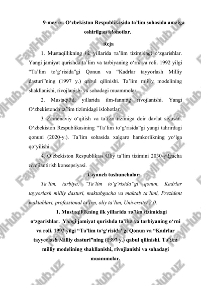 mustaqillikning ilk yillarida ta’lim tizimidagi o‘zgarishlar — DOCX