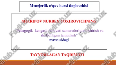 ""pedagogik kengash faoliyati samaradorligini oshirish va shaffofligini ta’minlash va shu muommoning dolzarbligini bartaraf etish"" — PPTX