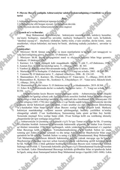 buxoro xonligida ashtarxoniylar sulolasi hukmronligining o‘rnatilishi va siyosiy tarixi — DOCX