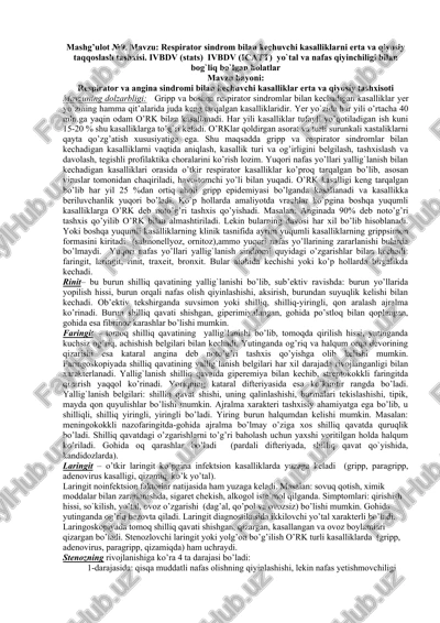 respirator sindrom bilan kechuvchi kasalliklar — DOCX