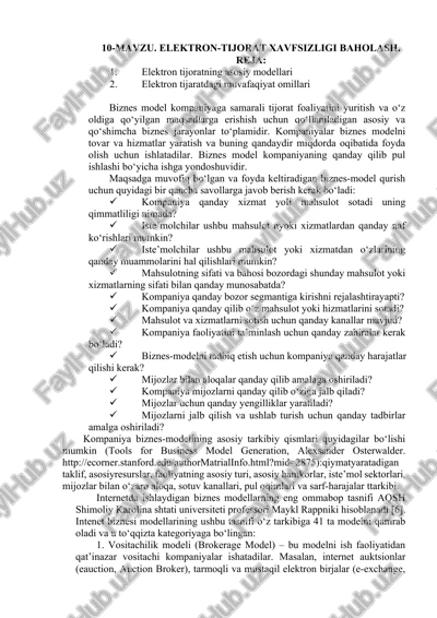 elektron-tijorat xavfsizligi baholash — DOCX