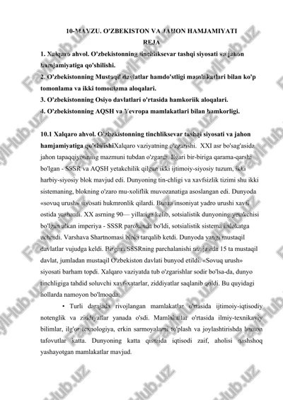 o'zbekiston va jahon hamjamiyati — DOCX