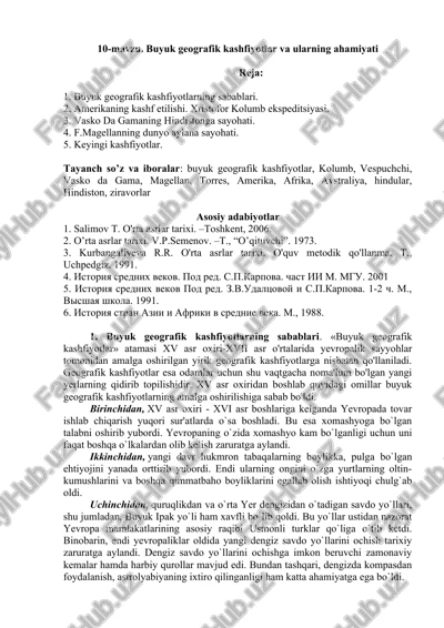 buyuk geografik kashfiyotlar va ularning ahamiyati — DOCX