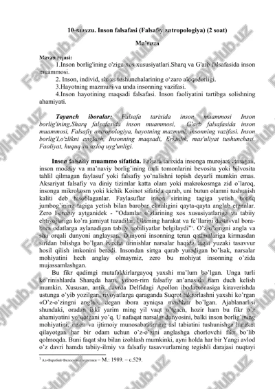 inson falsafasi (falsafiy antropologiya) — DOCX