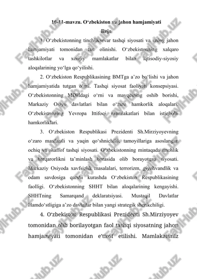 o‘zbekiston va jahon hamjamiyati — DOCX