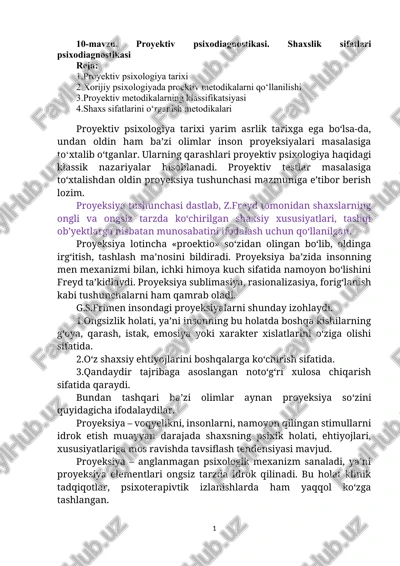 proyektiv psixodiagnostikasi — DOCX