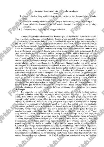 zamonavviy diniy harakatlar va sektalar — DOCX