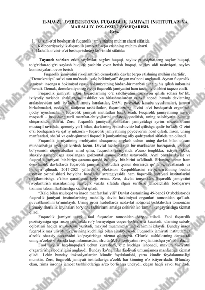 o‘zbekistonda fuqarolik jamiyati institutlari va mahalliy o‘z-o‘zini boshqarish — DOCX