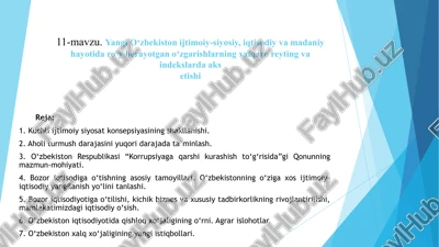 yangi o‘zbekiston ijtimoiy-siyosiy va iqtisodiy hayotida o‘zgarishlar — PPT