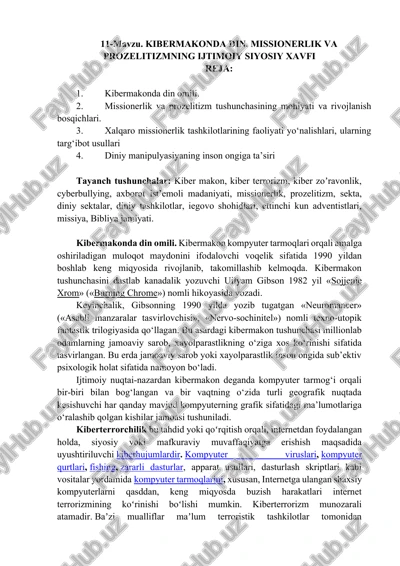kibermakonda din. missionerlik va prozelitizmning ijtimoiy siyosiy xavfi — DOCX