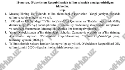 o‘zbekiston respublikasida ta’lim sohasida amalga oshirilgan islohotlar — PPTX