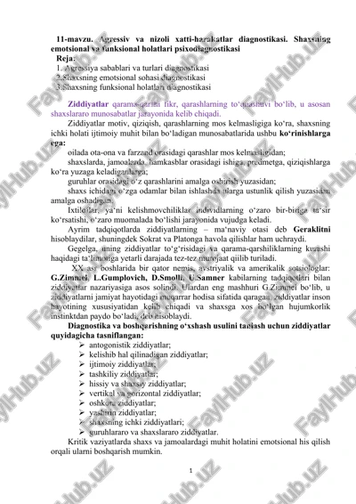 agressiv va nizoli xatti-harakatlar diagnostikasi — DOCX
