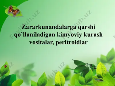zararkunandalarga qarshi qo’llaniladigan kimyoviy kurash vositalar, peritroidlar — PPTX