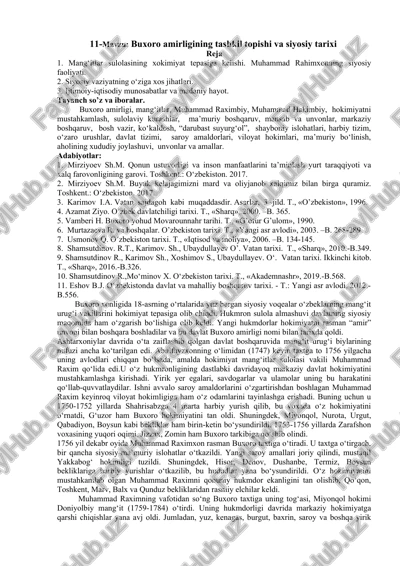 buxoro amirligining tashkil topishi va siyosiy tarixi — DOCX