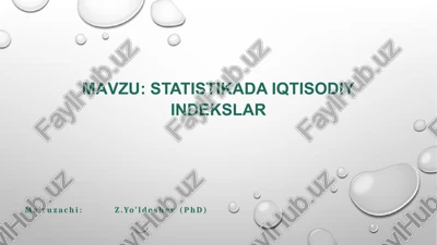 statistikada iqtisodiy indekslar — PPTX