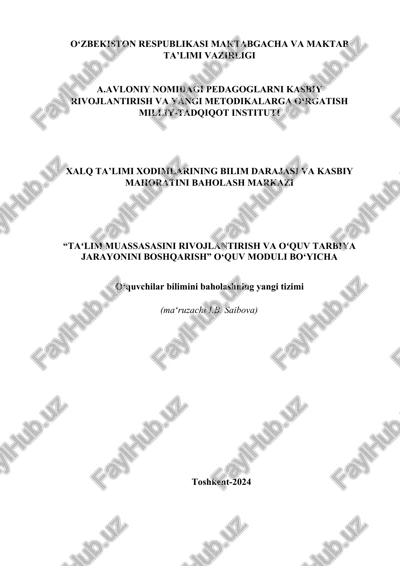 oʻquvchilar bilimini baholashning yangi tizimi — DOCX