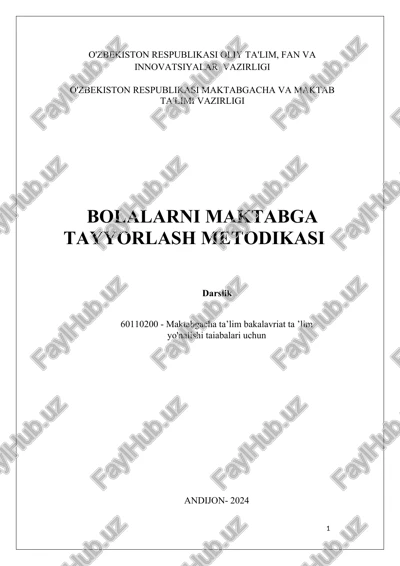 bolalarni maktabga tayyorlash metodikasi — DOCX