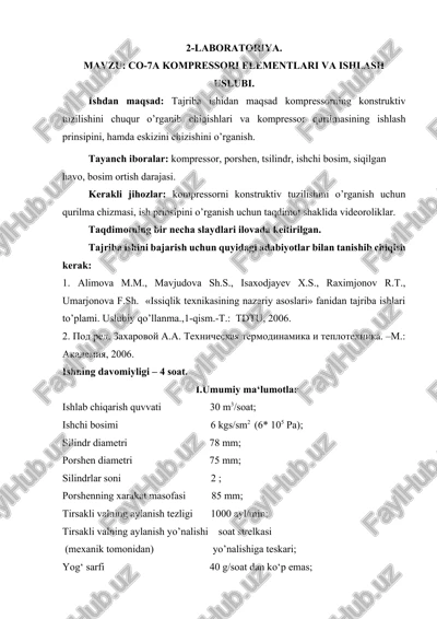 co-7a kompressor elementlari va ishlash uslubi — DOCX