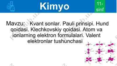 kvant sonlar. pauli prinsipi. hund qoidasi. klechkovskiy qoidasi — PPTX