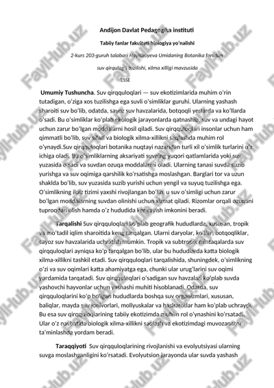 suv qirqquloqlari — DOCX