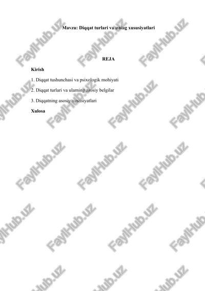 diqqat turlari va uning xususiyatlari — DOCX
