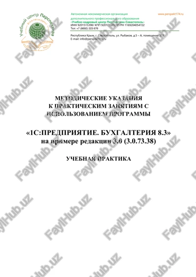 osnovi raboti s programmoy 1s predpriyatie 8.3 — PDF