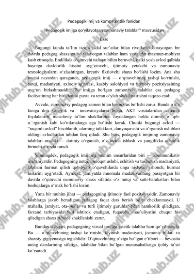 "pedagogik imij va kompetentlik fanidan" — DOCX