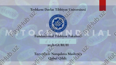 energiya almashinuvi boshqarilishi.mitaxondrial kasalliklar — PPTX