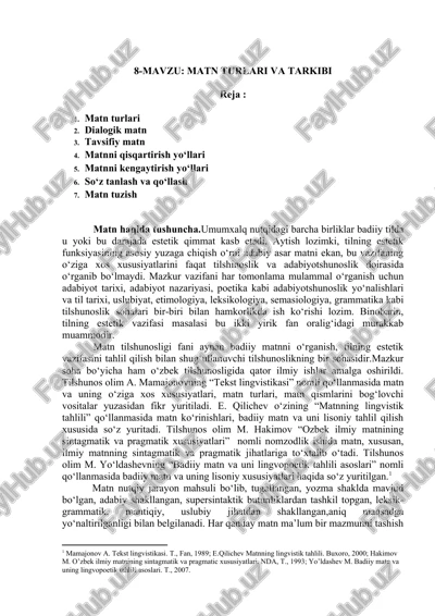 matn turlari va tarkibi — DOCX