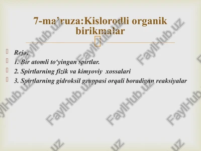 biratomli to'yingan spirtlar — PPTX