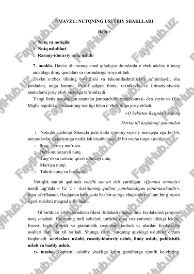 nutqning uslubi shakllari — DOCX