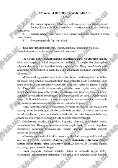 islom fiqhiy maktablari — DOCX