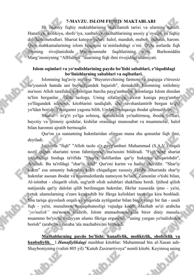 islom fiqhiy maktablari — DOCX