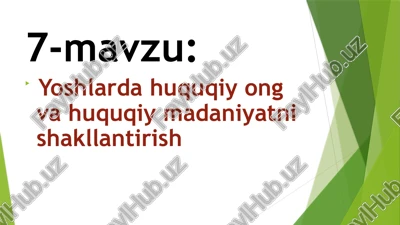 yoshlarda huquqiy ong va huquqiy madaniyatni shakllantirish — PPTX