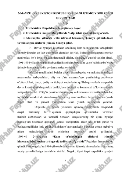 7-mavzu. o’zbekiston respublikasidagi ijtimoiy sohadagi islohotlar — DOCX