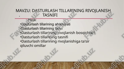 dasturlashtillarining rivojlanishi — PPTX