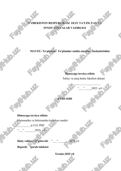 to'plamlar ustida amallar. akslantirishlar — DOCX