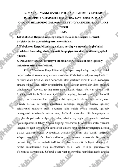 o‘zbekistonning iqtisodiy imkoniyatlari — DOCX