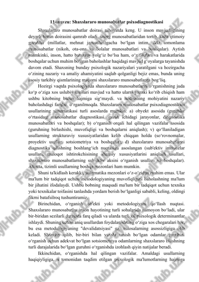 shaxslararo munosabatlar psixodiagnostikasi — DOCX