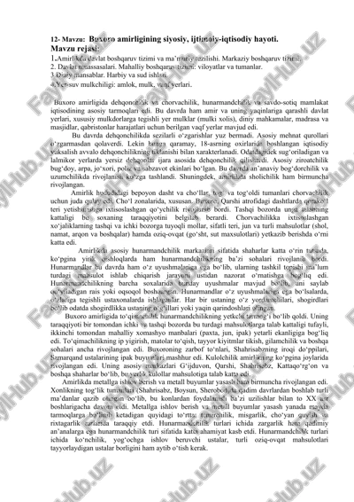 buxoro amirligining siyosiy, ijtimoiy-iqtisodiy hayoti — DOCX