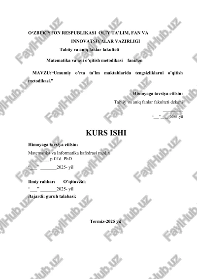 umumiy o’rta ta’lm maktablarida tengsizliklarni o’qitish metodikasi — DOCX