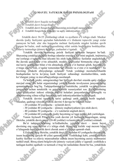 yetuklik davri psixologiyasi — DOCX