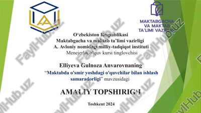 "maktabdao's miryoshdagio'quvchilar bilan ishlash samaradorligi" — PPTX