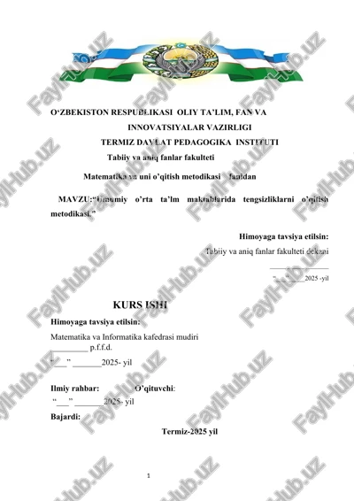 umumiy o’rta ta’lm maktablarida tengsizliklarni o’qitish metodikasi — DOCX