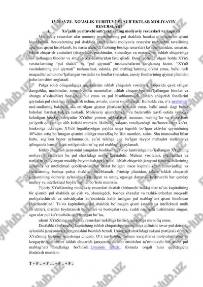 xo’jalik yurituvchi sub’ektlar moliyaviy resurslari — DOCX